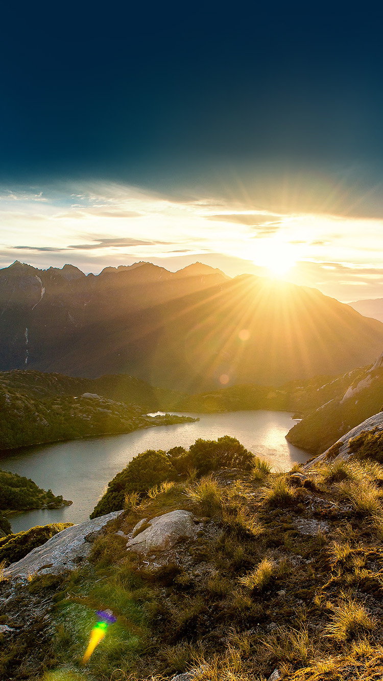 sunshine mountain sky blue spring nature