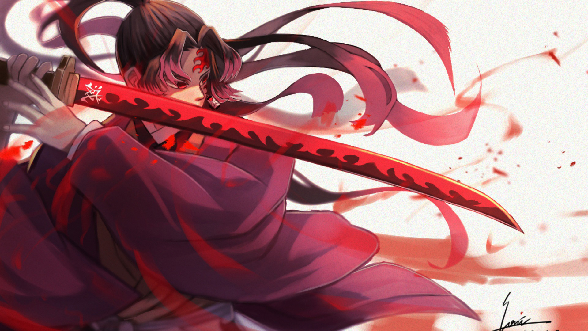 White and Red Anime Wallpaper