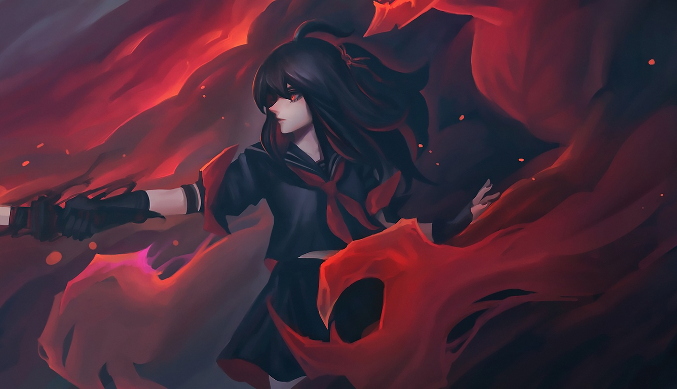 Girl With Sword Red Eyes Background Anime Original Laptop HD HD 4k Wallpaper, Image, Background, Photo and Picture