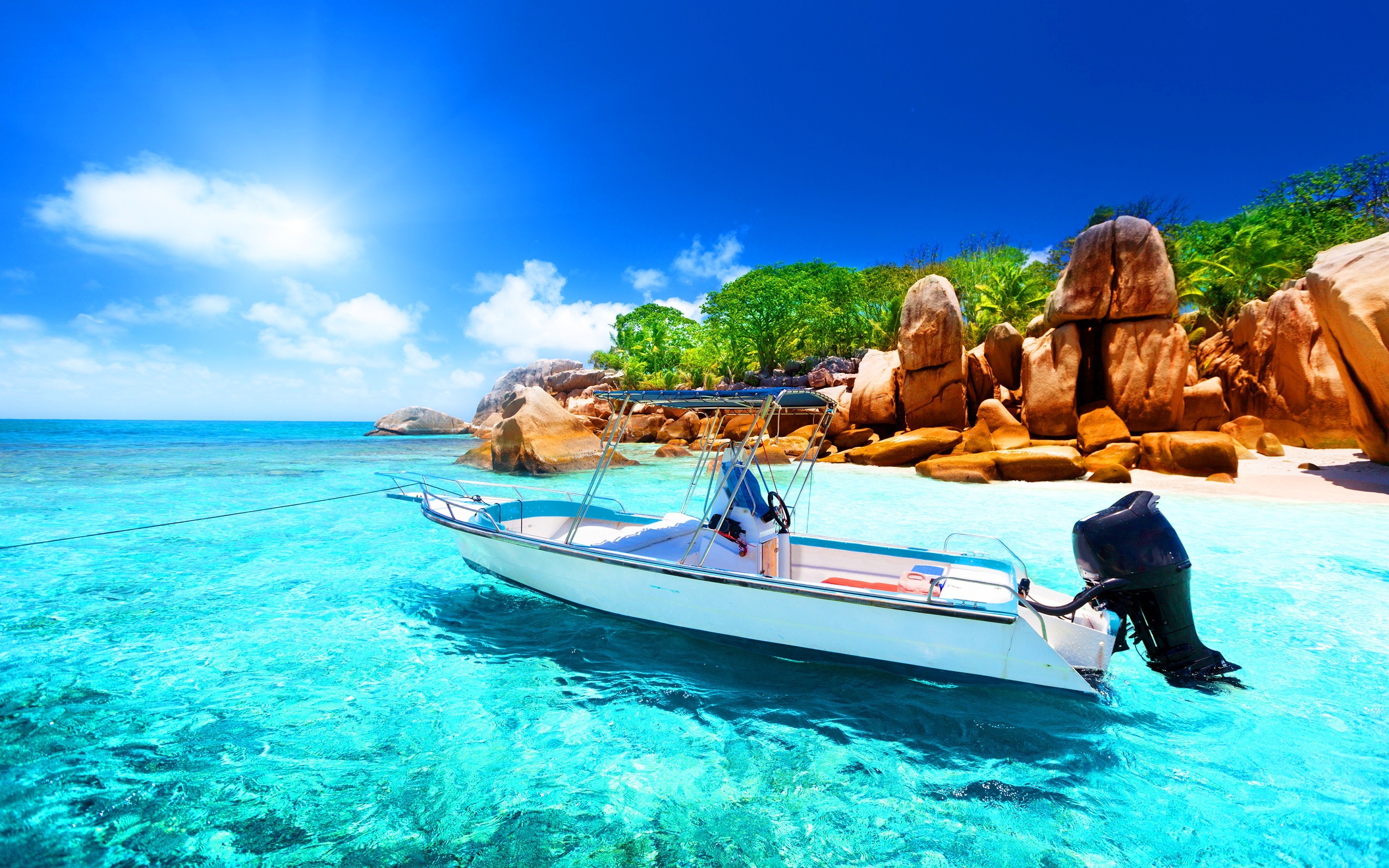 Seychelles, Boat, Sea, Nature Wallpaper HD / Desktop and Mobile Background