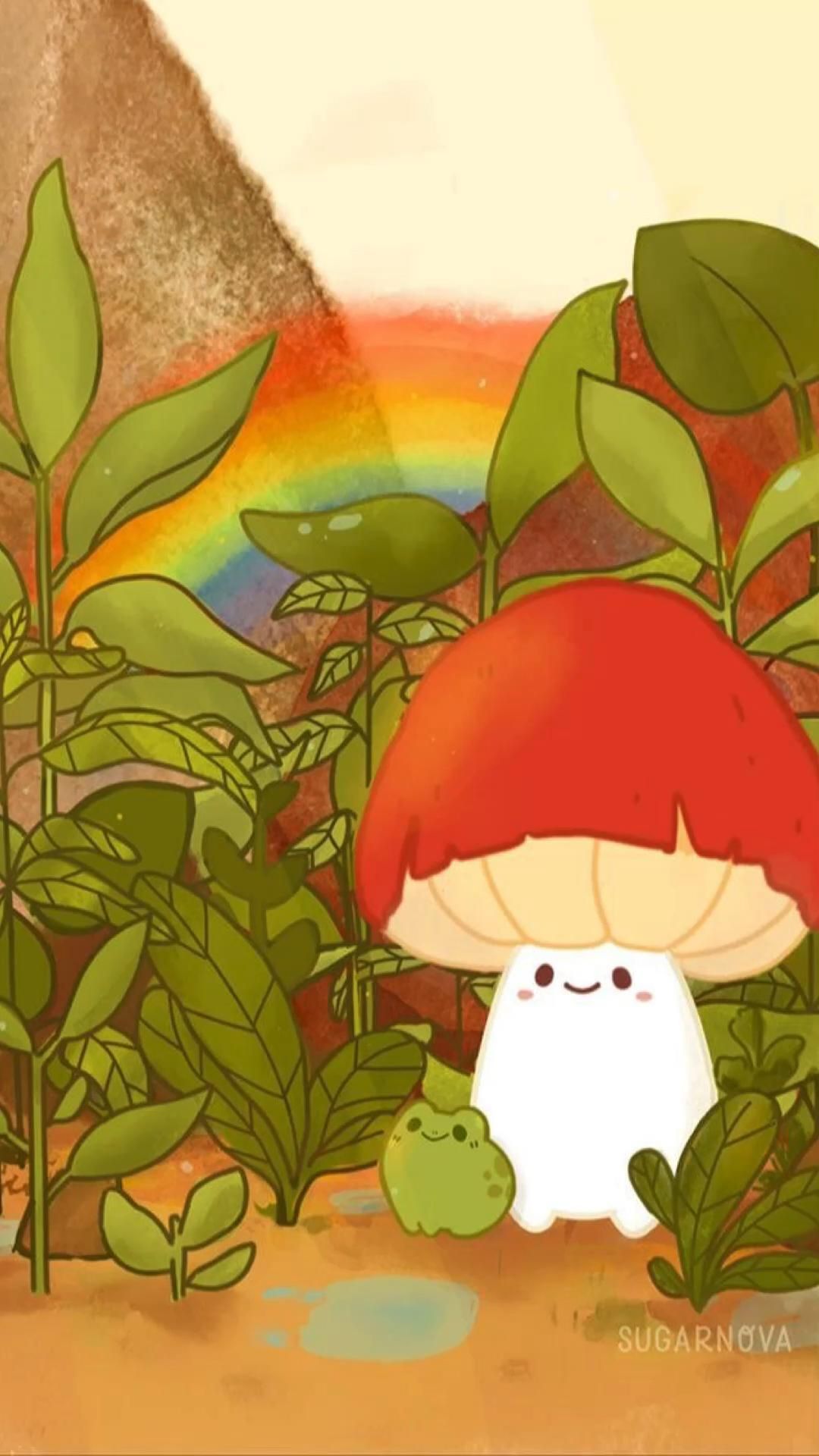 Cute mushroom. Frog wallpaper, Mushroom wallpaper, Cartoon wallpaper