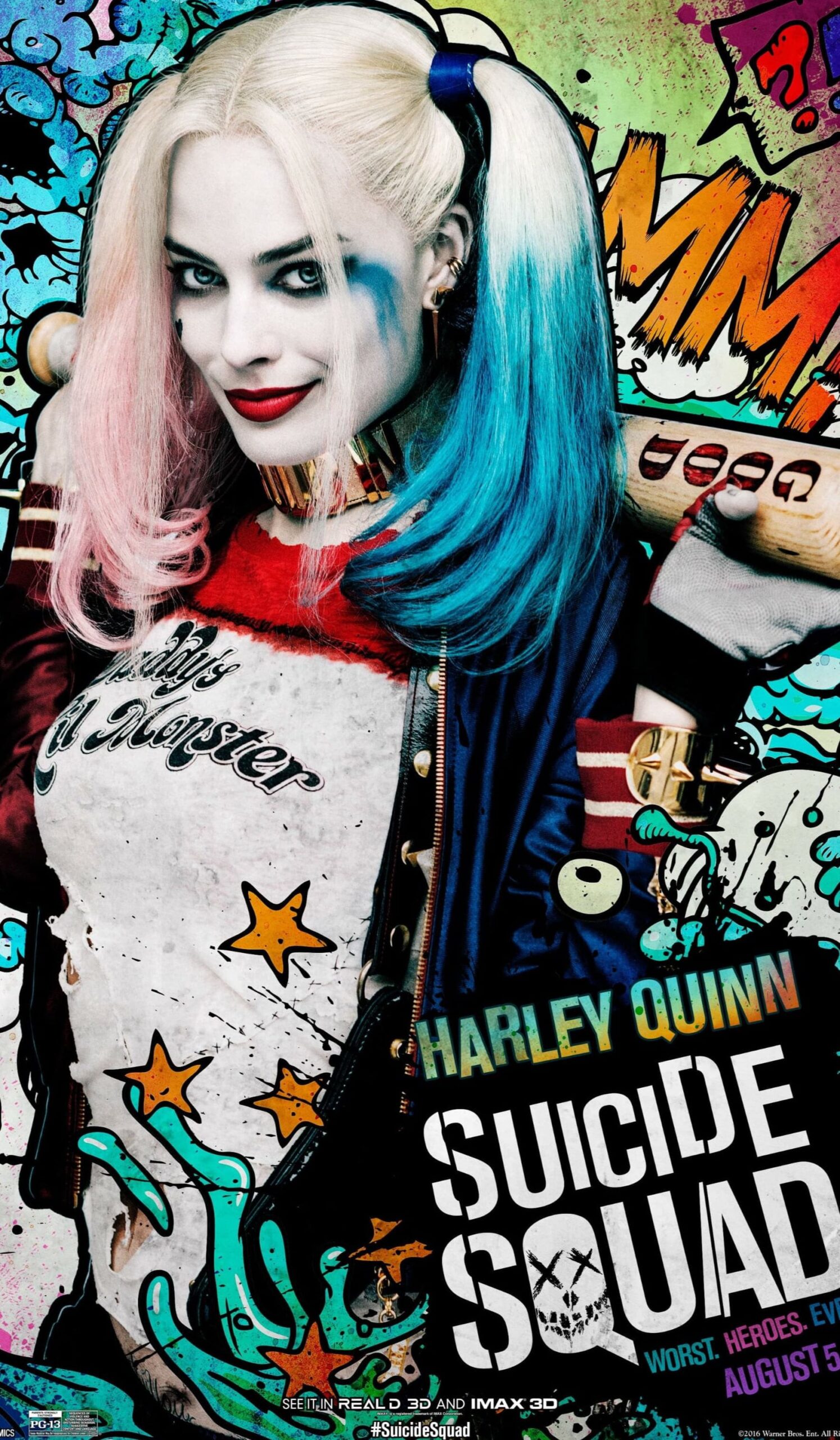 iphone 13 pro max wallpaper Suicide Squad Harley Quinn digital wallpaper Margot Robbie DC Comics