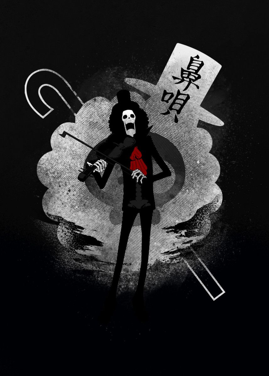 Brook' Poster by Hyper Twenty. Displate. One piece drawing, One piece wallpaper iphone, Anime