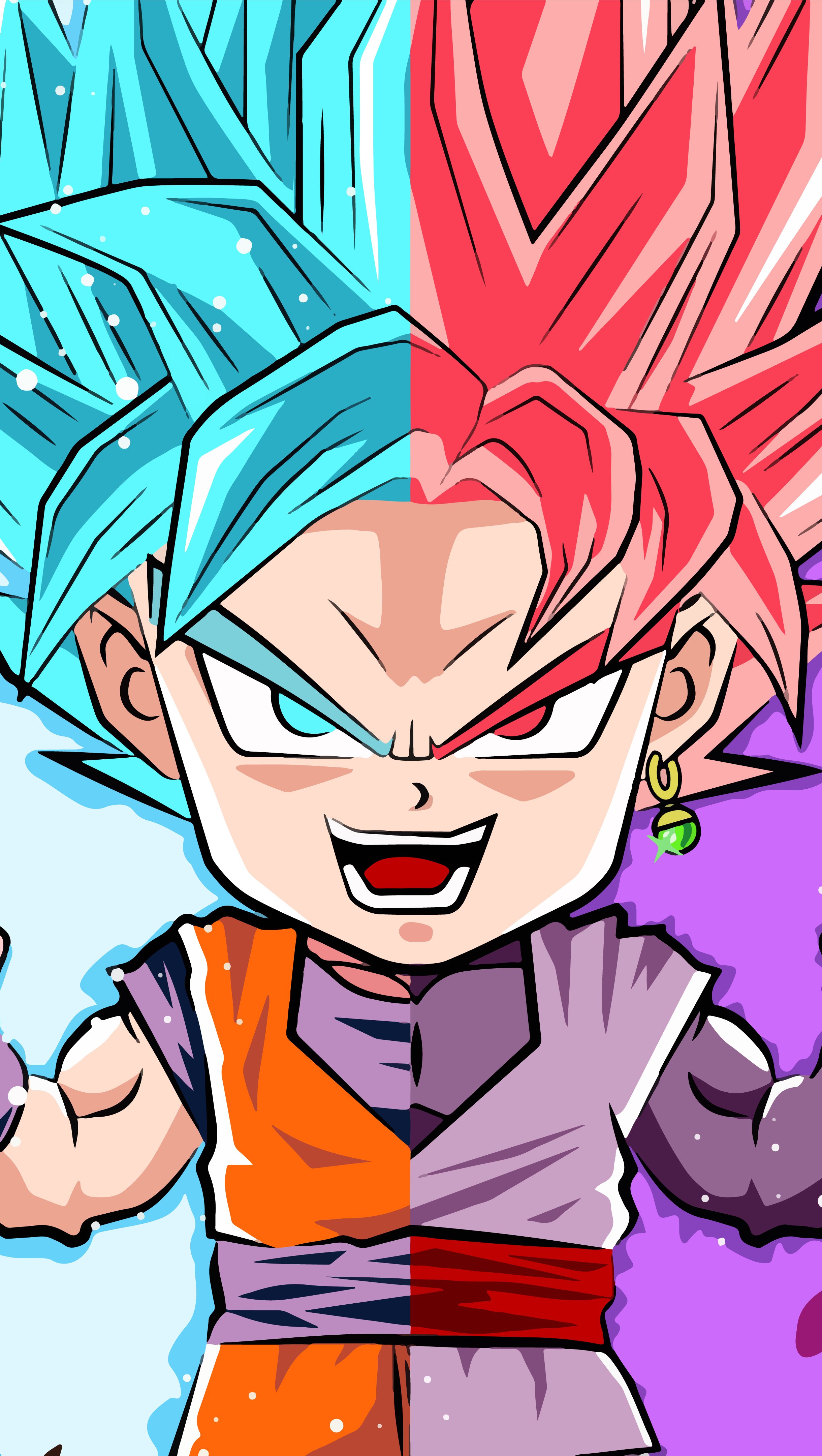 Art Dragon Ball Super Goku and Black Goku Anime Wallpaper 8k Ultra HD