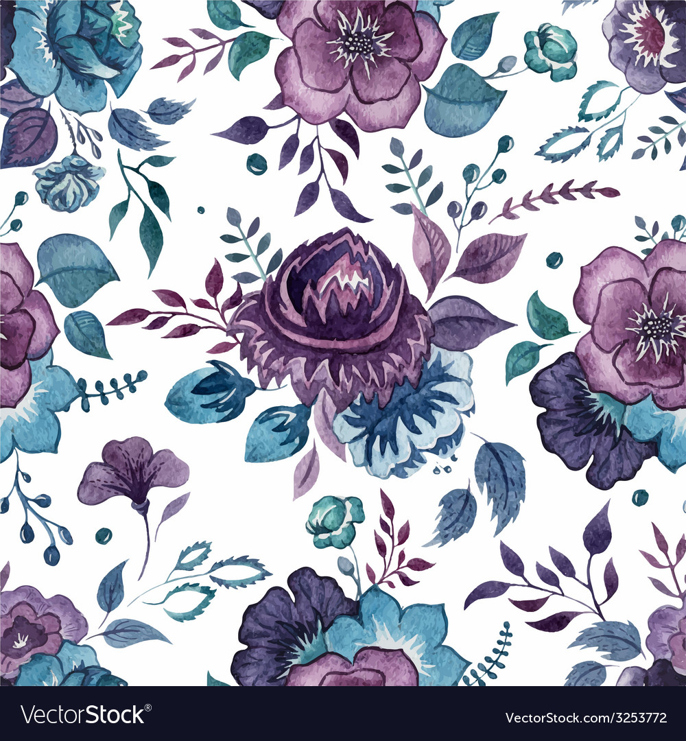 Flowers watercolor pattern wallpaper textile Vector Image