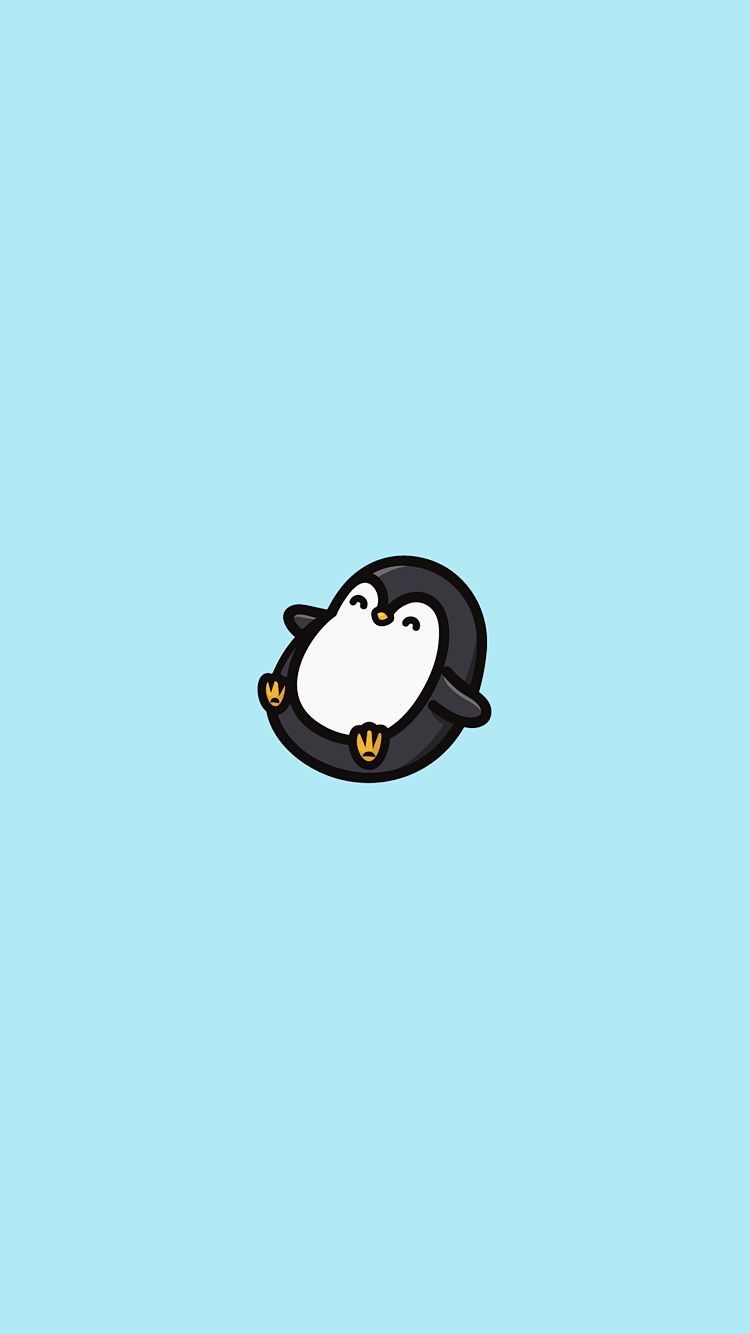 penguin on blue background. Cute cartoon wallpaper, Cute wallpaper, Kawaii wallpaper