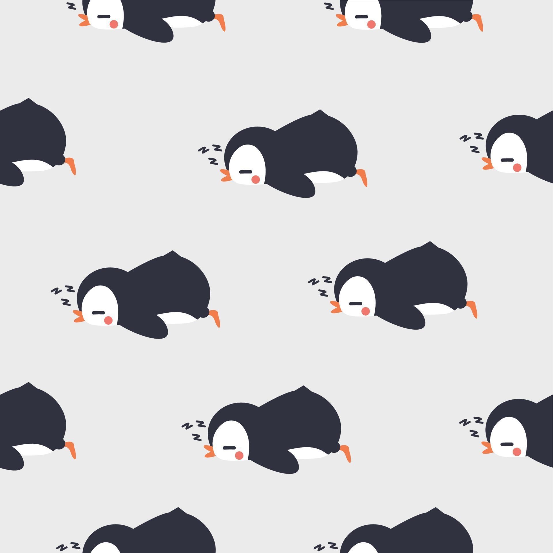Cute penguin sleeping seamless pattern background