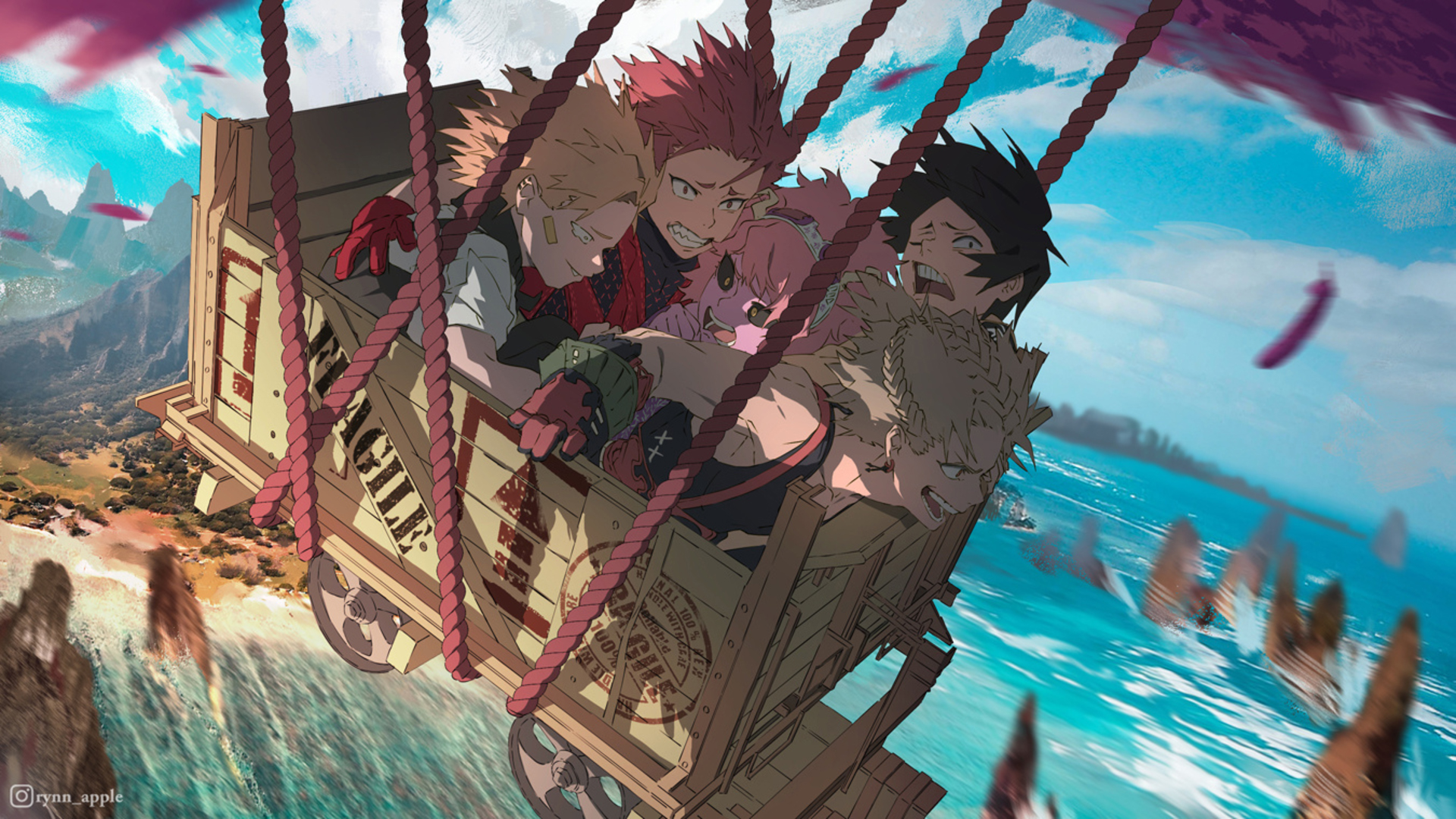 Download Hanta Sero Denki Kaminari Katsuki Bakugou Mina Ashido Eijiro Kirishima Anime My Hero Academia HD Wallpaper