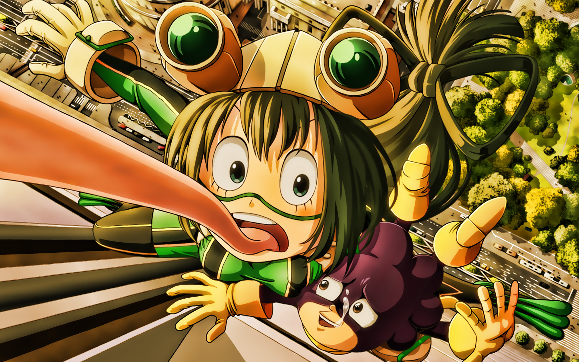 Download wallpaper Tsuyu Asui, Minoru Mineta, My Hero Academia characters, Froppy, Grape Juice, artwork, manga, Boku no Hero Academia, My Hero Academia for desktop with resolution 1920x1200. High Quality HD picture wallpaper