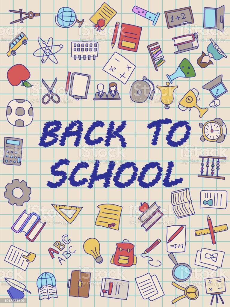 Welcome Back To School Poster With Doodles Good For Textile Fabric Design Wrapping Paper And Website Wallpaper Stock Illustration Image Now
