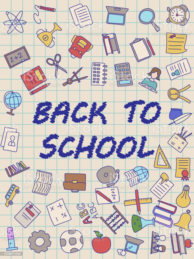 Welcome Back To School Poster With Doodles Good For Textile Fabric Design Wrapping Paper And Website Wallpaper Stock Illustration Image Now