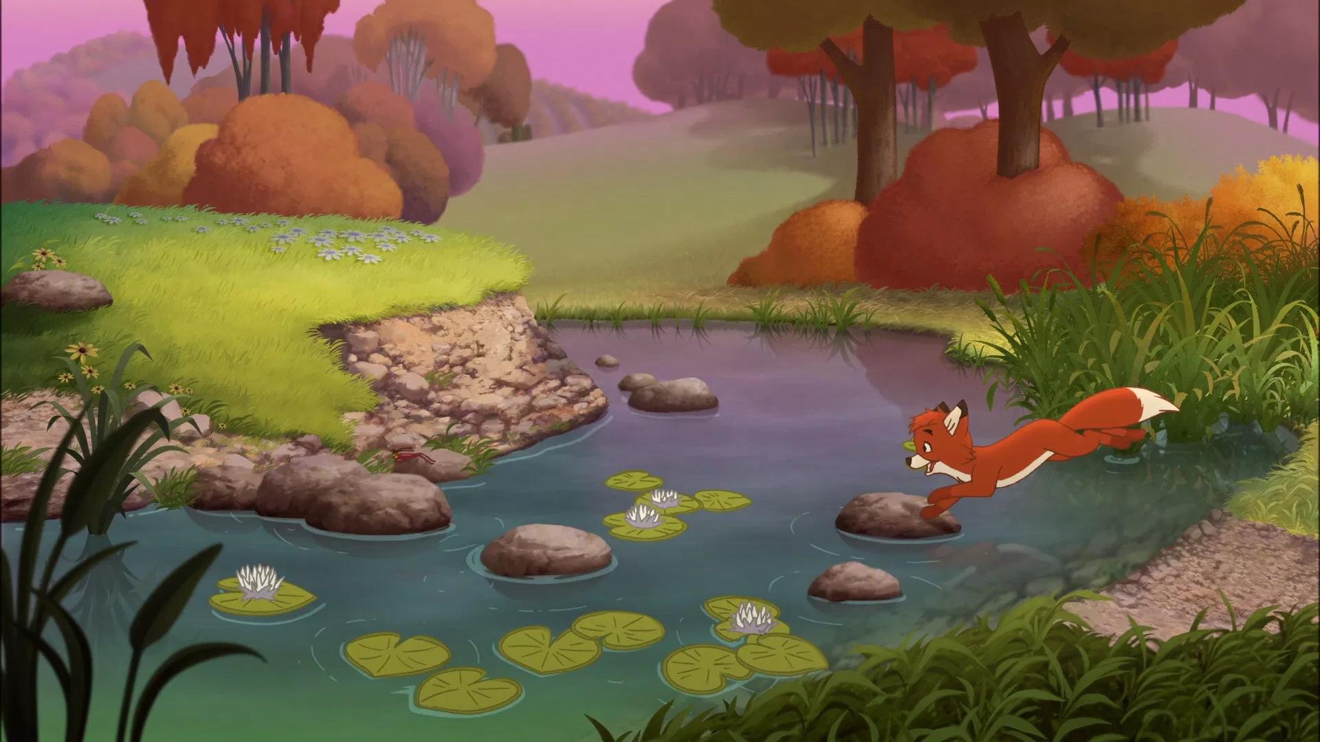 Kitchiki know it's not a very popular movie but I really like the colours and shapes in the background of Fox and The Hound 2 -u