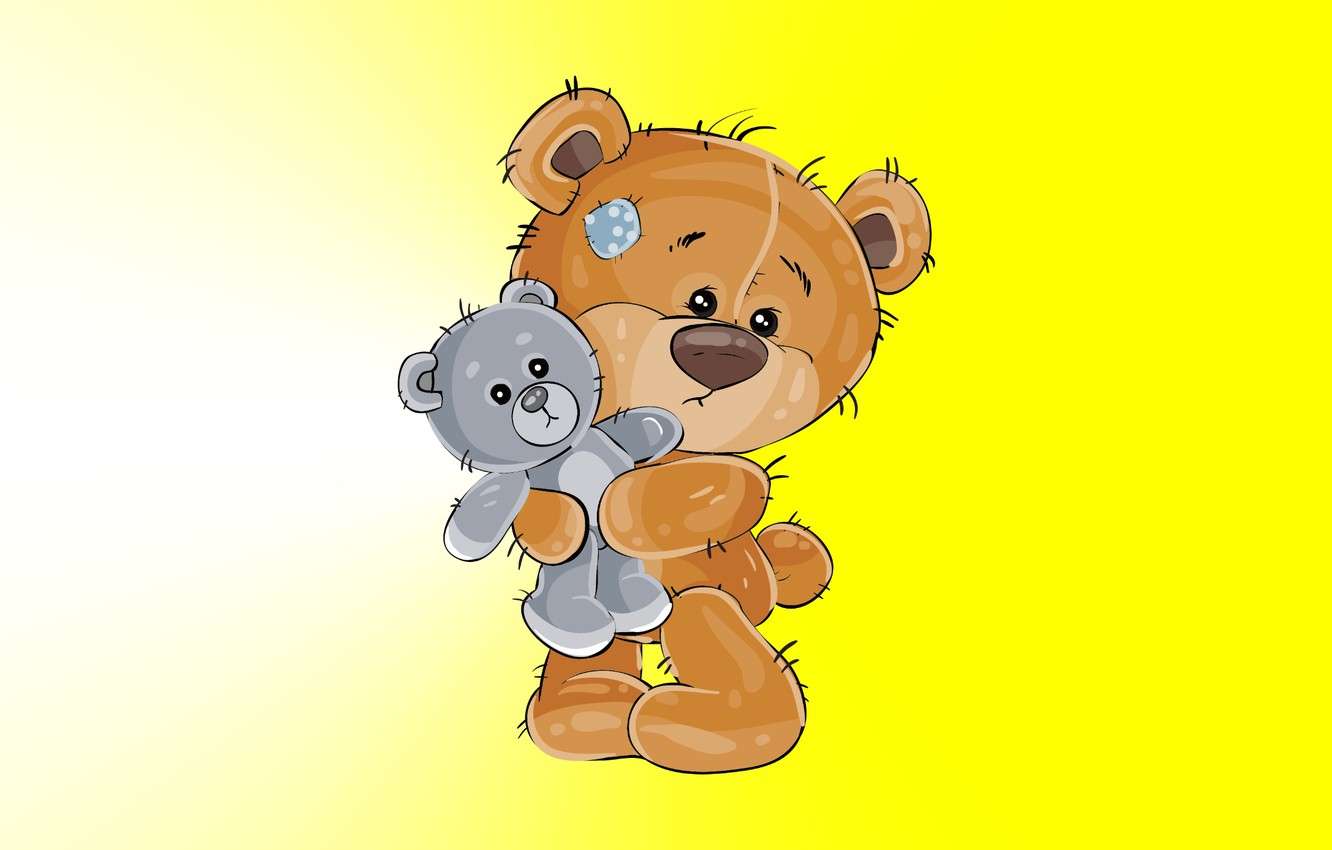 Wallpaper Wallpaper, bear, wallpaper, bear, teddy bear, on the desktop, yellow background, Teddy bear is image for desktop, section арт