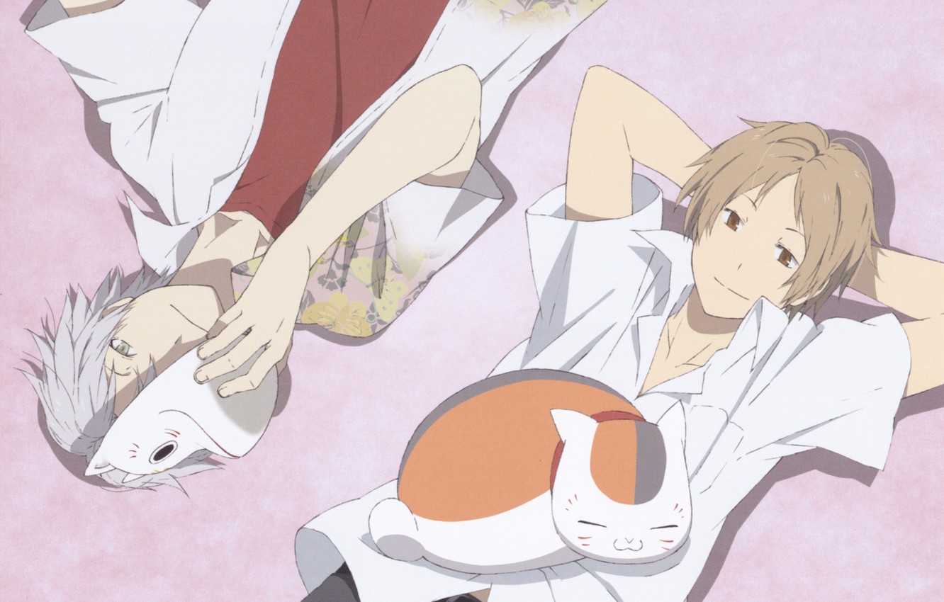 Wallpaper Mask, Guys, Fat Cat, Hotarubi No Mori E, White Shirt, Gin, In The Forest, Where Fireflies Flicker, Crossovers, Nyanko Sensei, Natsume Yuujin Chou, Natsume Takashi, Book Of Friendship Natsume, By Yuki Midorikawa Image