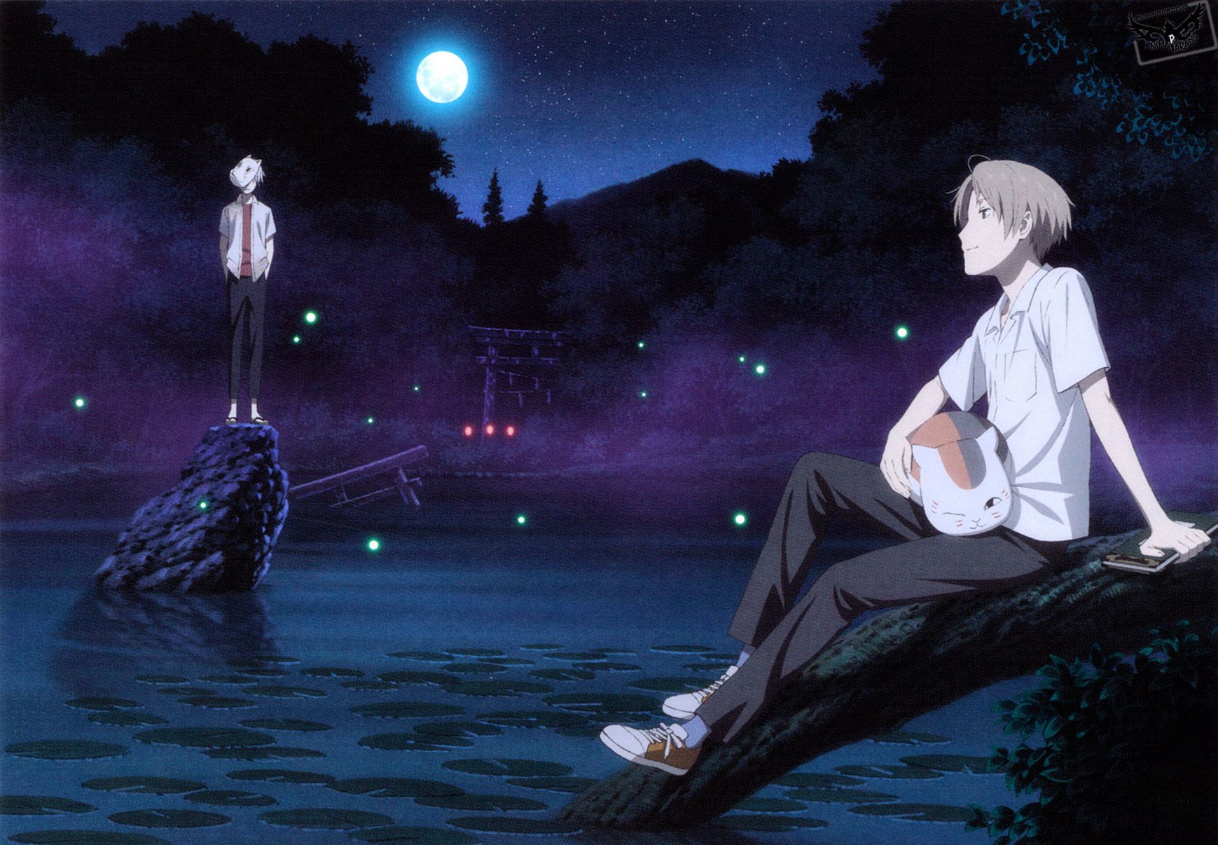Takashi Natsume & Gin, Natsume Yuujinchou & Hotarubi no Mori e. Hotarubi no mori, Crossover de animes, Papel de parede anime