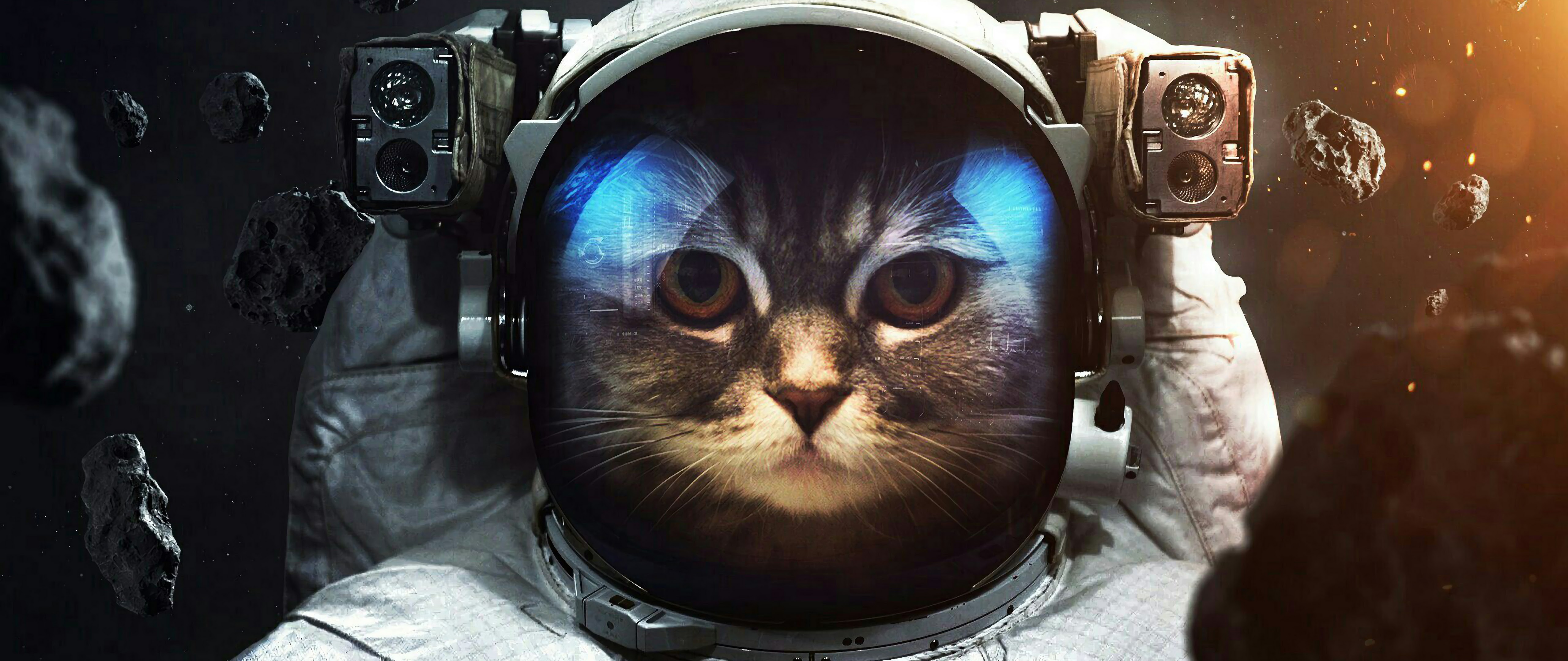 Astronaut Cat Space 4K Wallpaper
