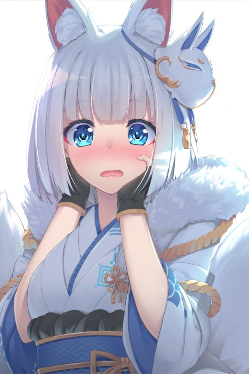 Wallpaper Anime Fox Girl, Shy Expression, Animal Ear • Wallpaper For You