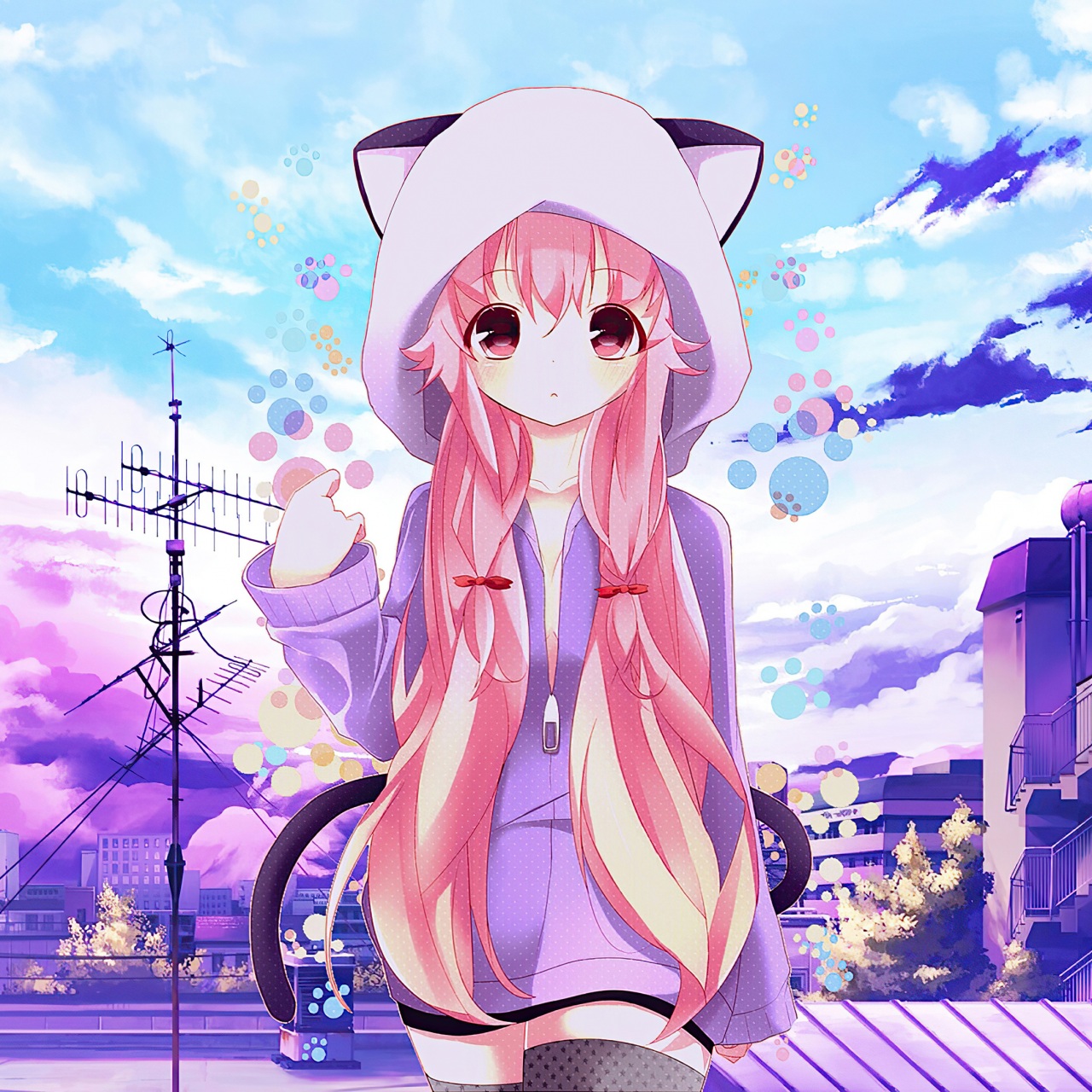 Wallpaper 4k Anime Hoods Neko Ears Wallpaper