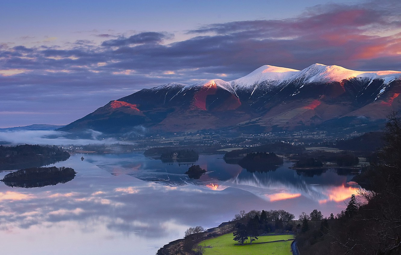 Wallpaper snow, England, The lake district, Cumbria, the view to skiddaw image for desktop, section пейзажи