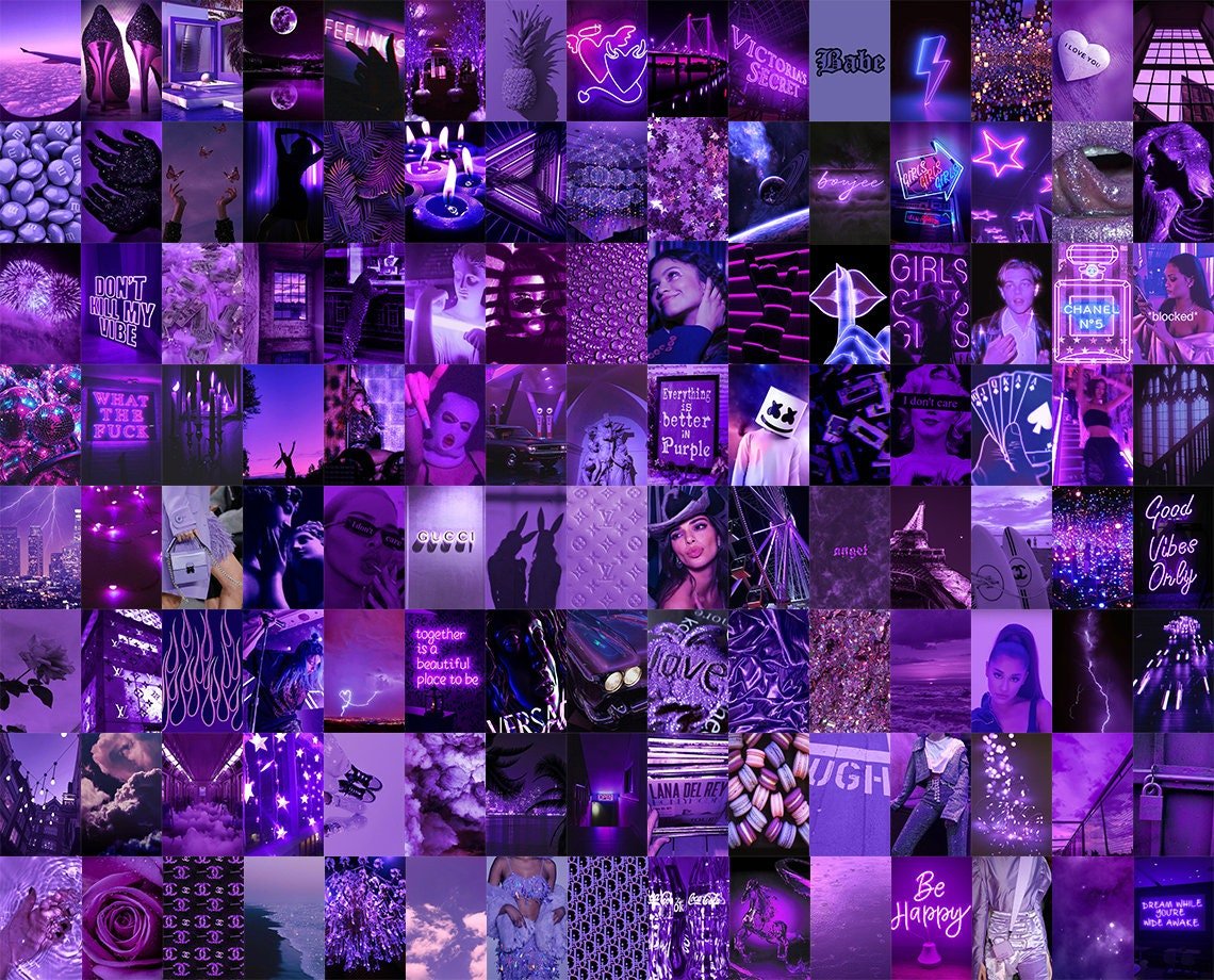 Boujee Purple Wall Collage Kit Purple Collage Kit Purple