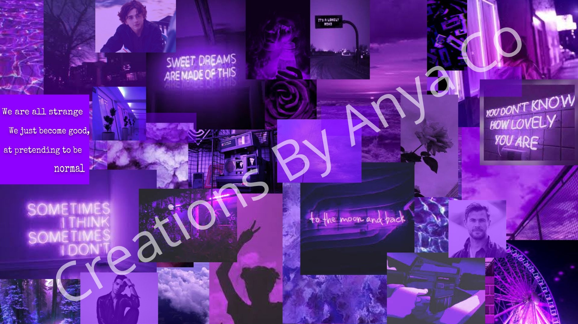 Purple Aesthetic Digital Wallpaper Background Collage
