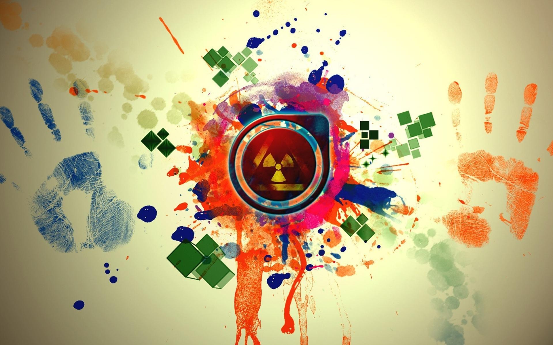 Colored handprints design wallpaper