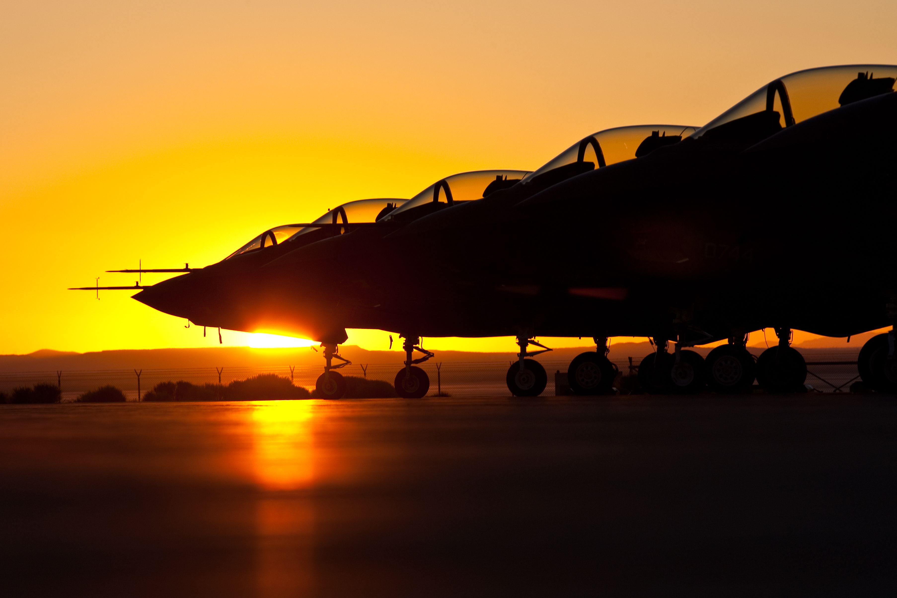 Silhouettes of jet fighters