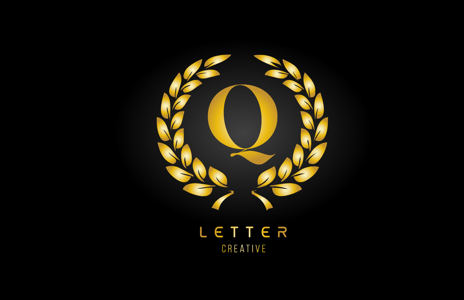 gold golden Q alphabet letter logo icon with floral design for business and company