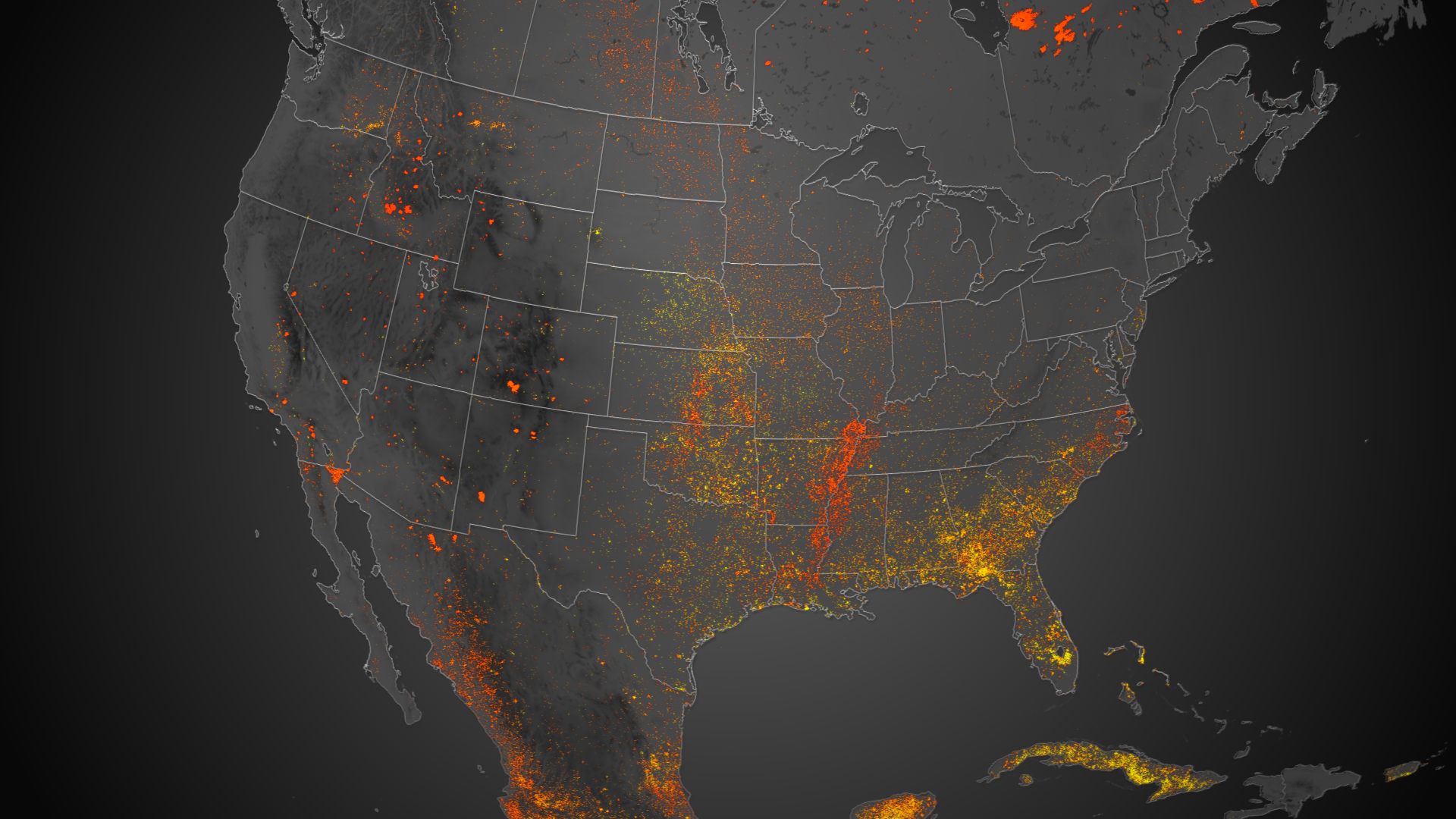 Continent on Fire: Map Shows 6 Months of Wildfires Burning North America