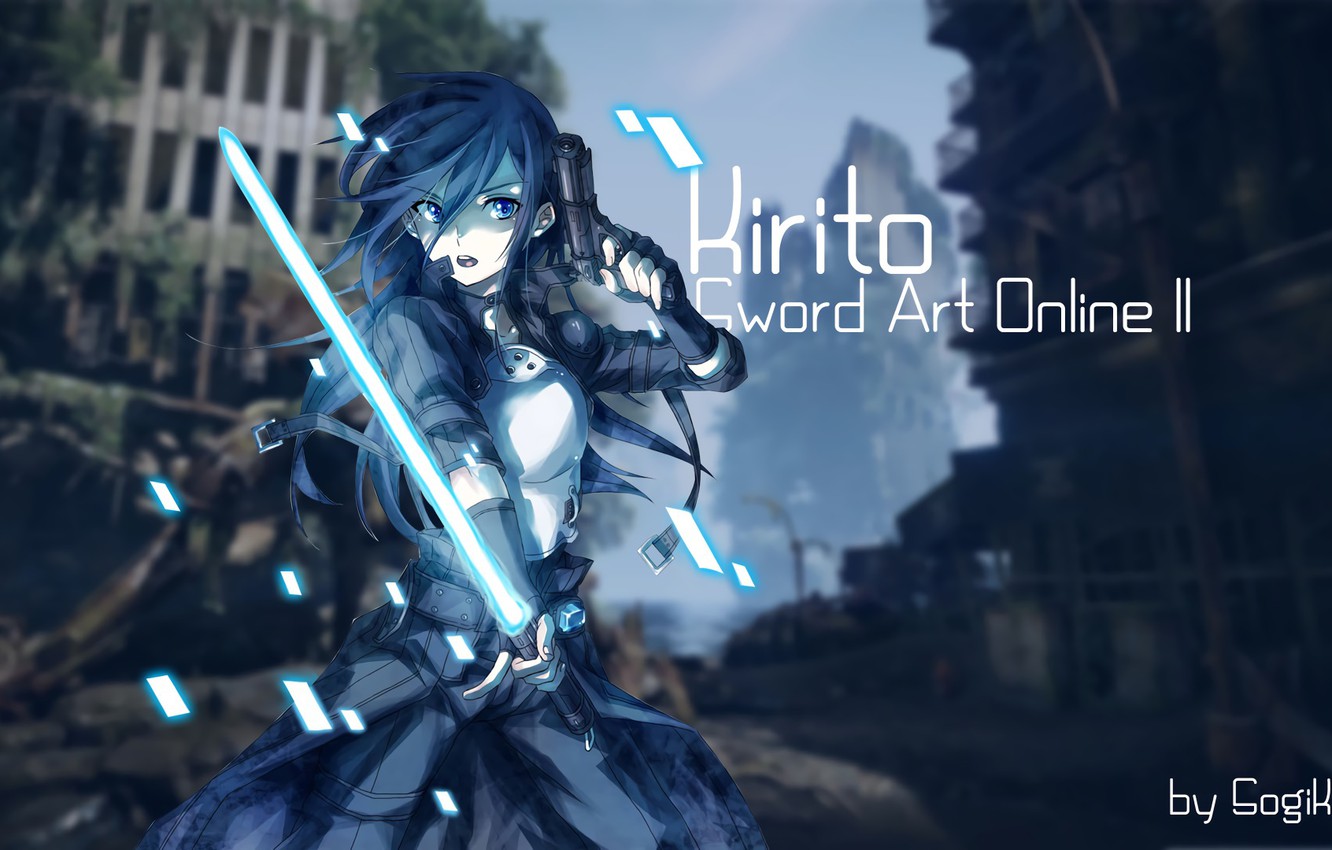 Wallpaper sword, anime, art, Sword Art Online, Kirito image for desktop, section прочее