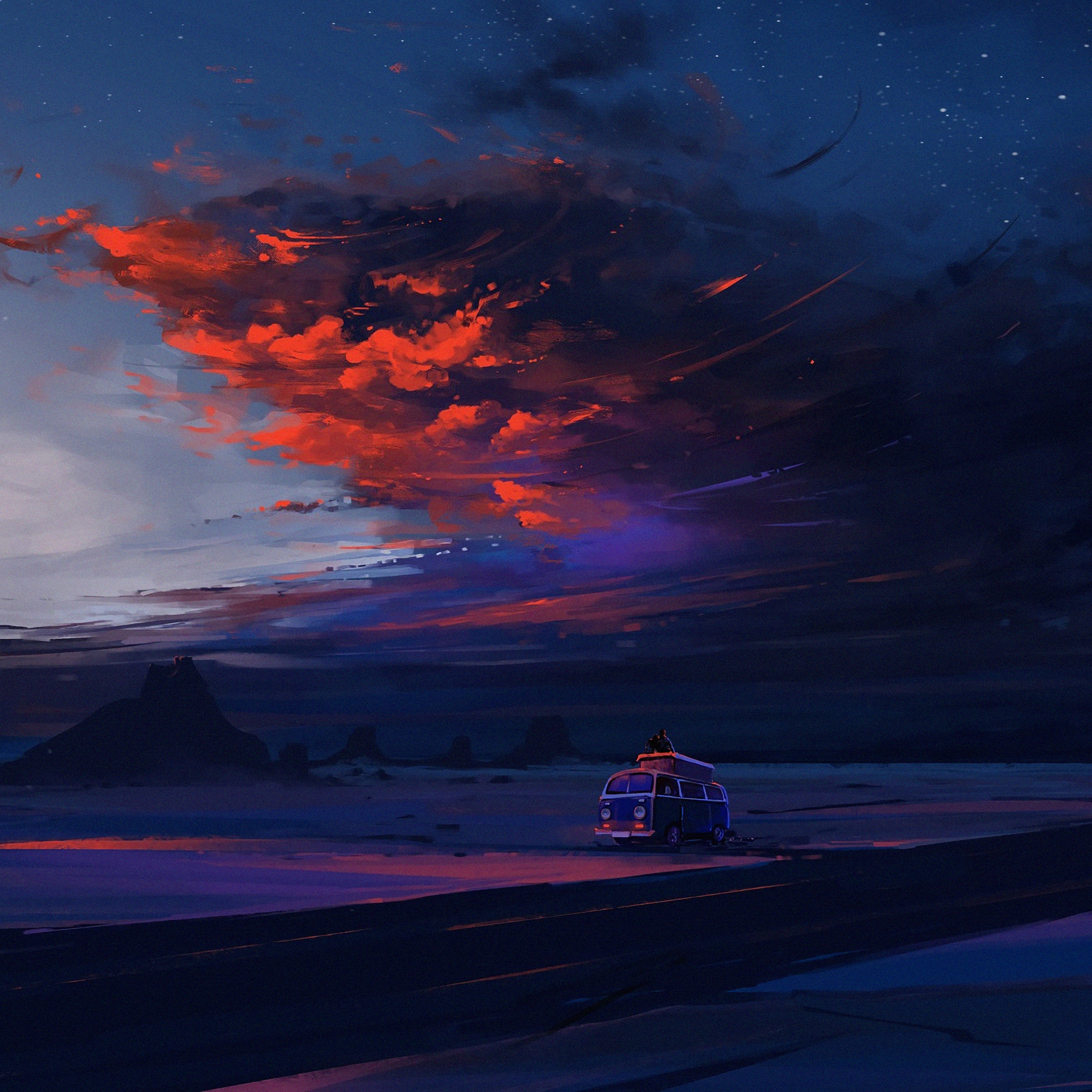 Art Trip Anime Night Wallpaper