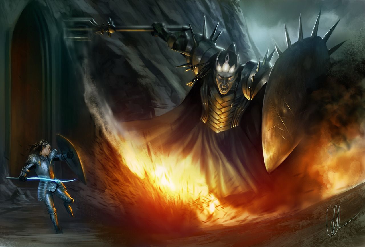 Fingolfin & Morgoth by gerwell. Morgoth, Tolkien, Middle earth art