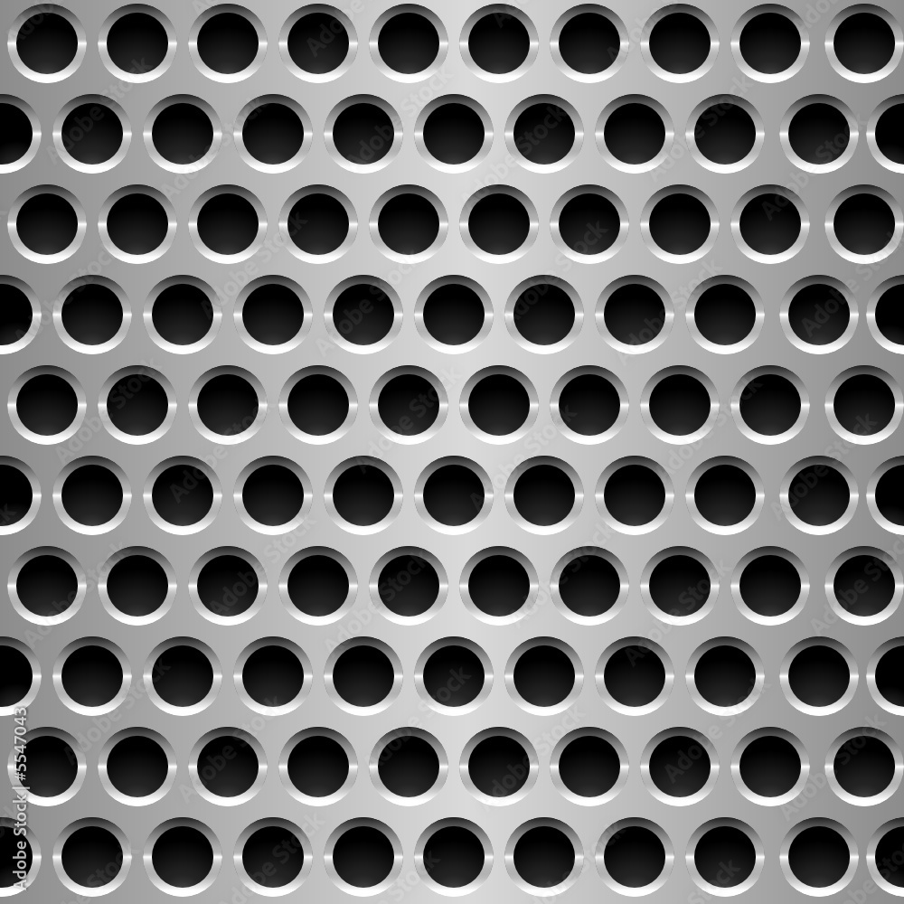 Seamless vector wallpaper of perforated metal plate. Stock Vector