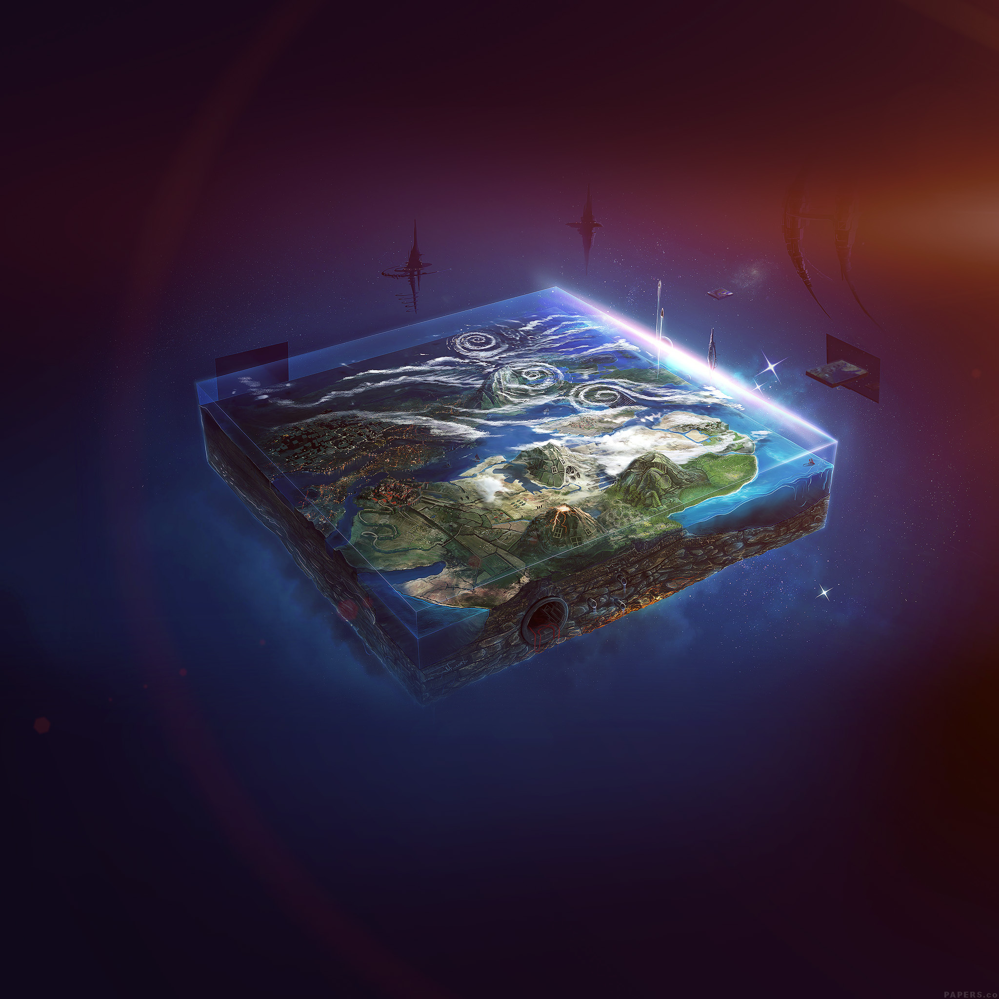 Flat Earth Art Flare Illust Space Wallpaper