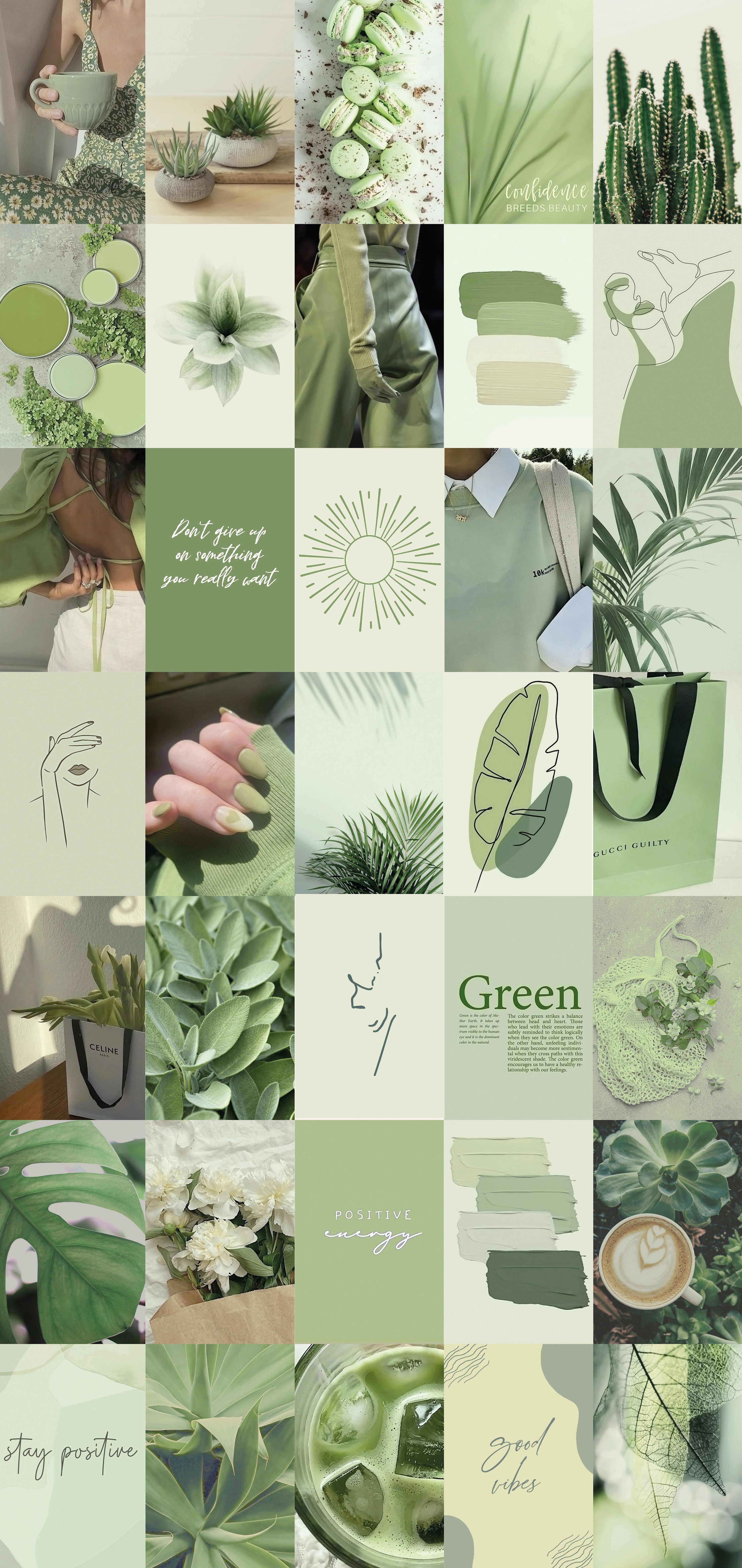 100pcs Sage Green Wall Collage Kit 2 Boho Aesthetic Soft. Etsy UK. Mint green aesthetic, Green aesthetic, Green wallpaper