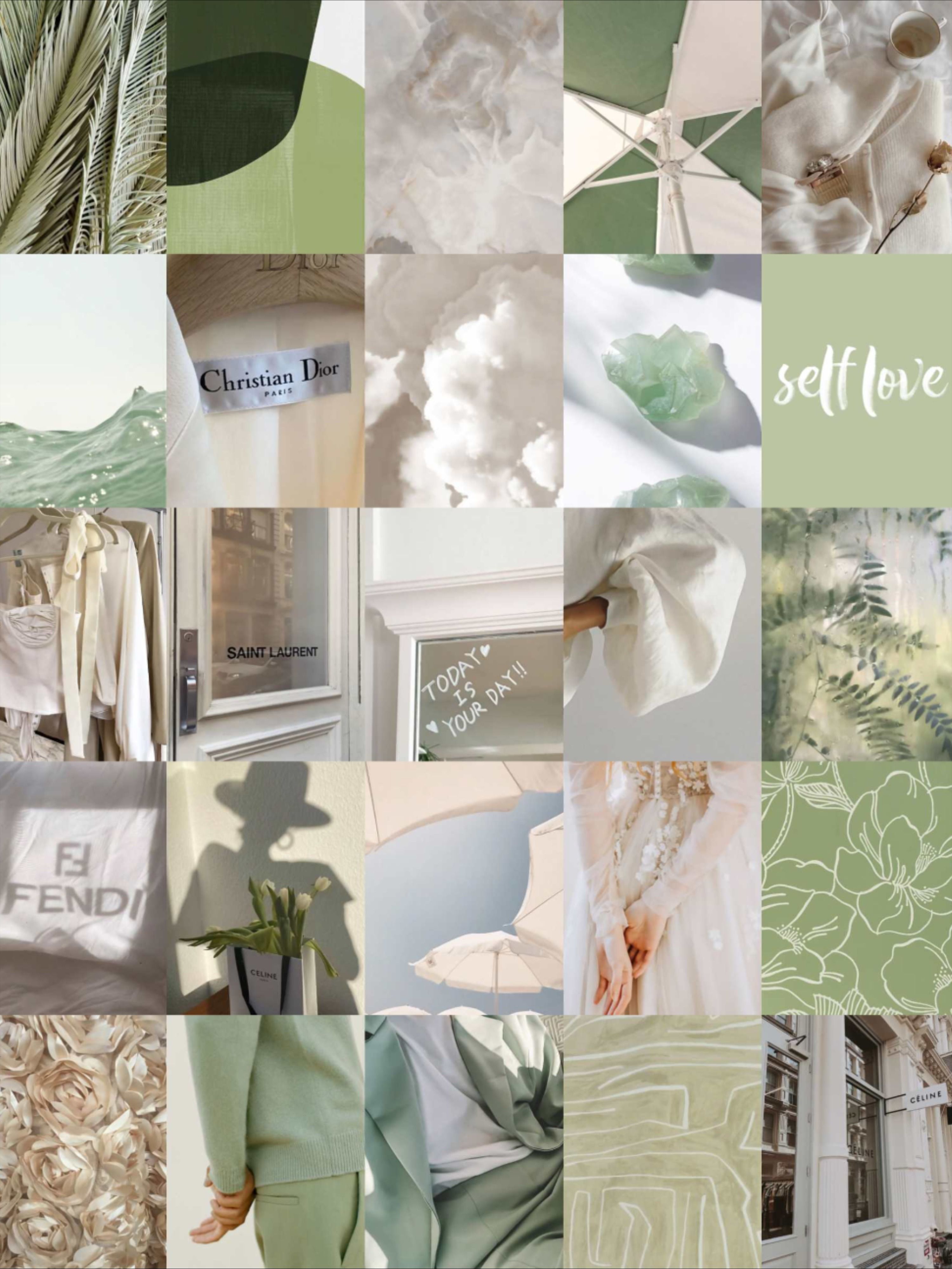 Sage Green Aesthetic Picture Wall