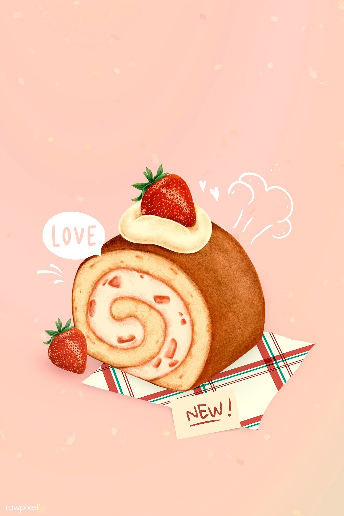 Hand drawn strawberry shortcake mockup. free image / Noon. Food illustration art, Cute food drawings, Food artwork
