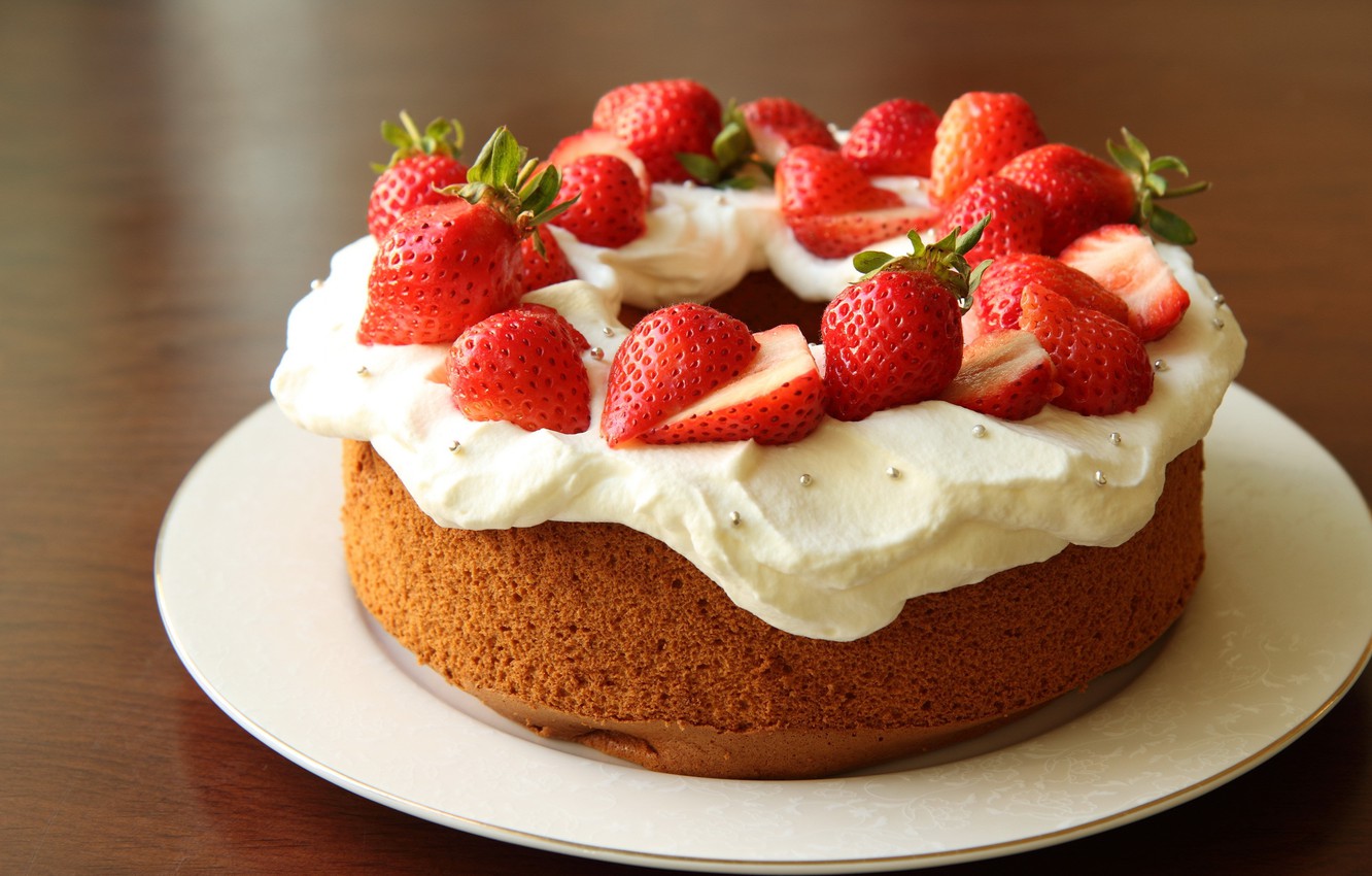 Wallpaper food, strawberry, cake image for desktop, section еда