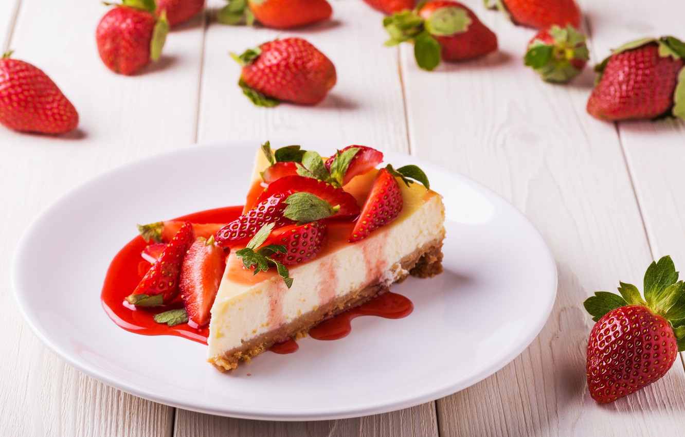 Wallpaper berries, strawberry, dessert, cakes, cheesecake, strawberry image for desktop, section еда