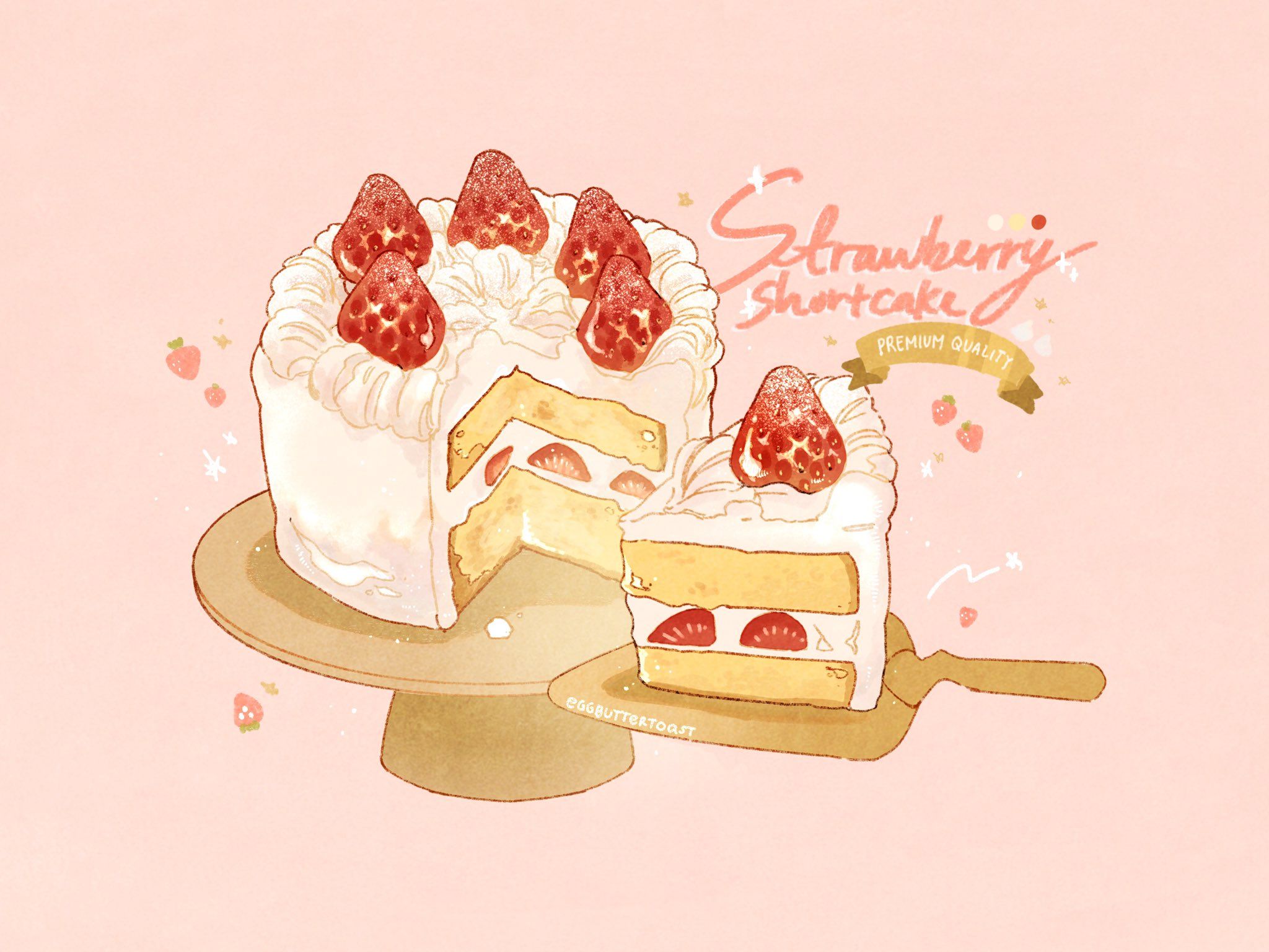 Cute cartoon strawberry shortcake Royalty Free Vector Image