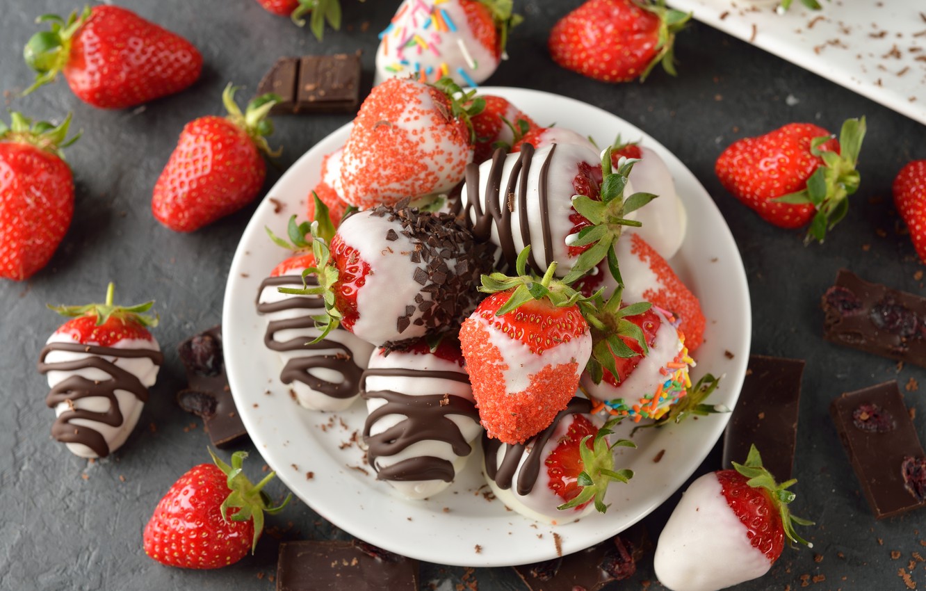Wallpaper Berries, Dessert, Chocolate, Sweet, Strawberry, Dessert, Chocolate Covered Strawberries Image For Desktop, Section еда