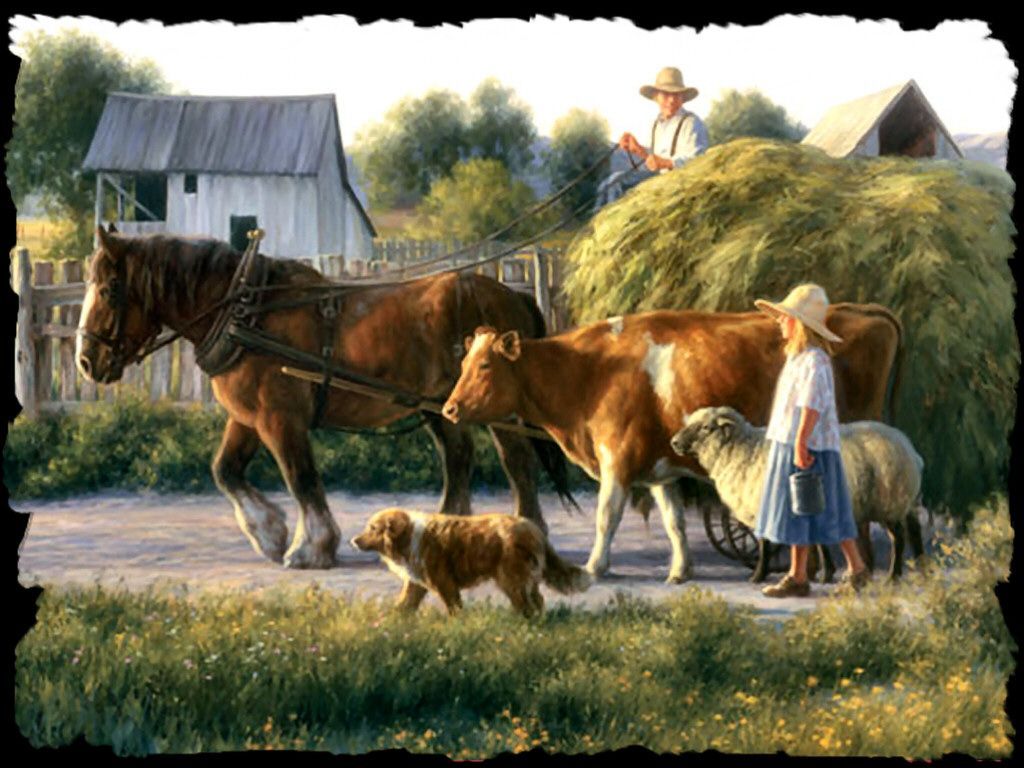 horse farm wallpaper