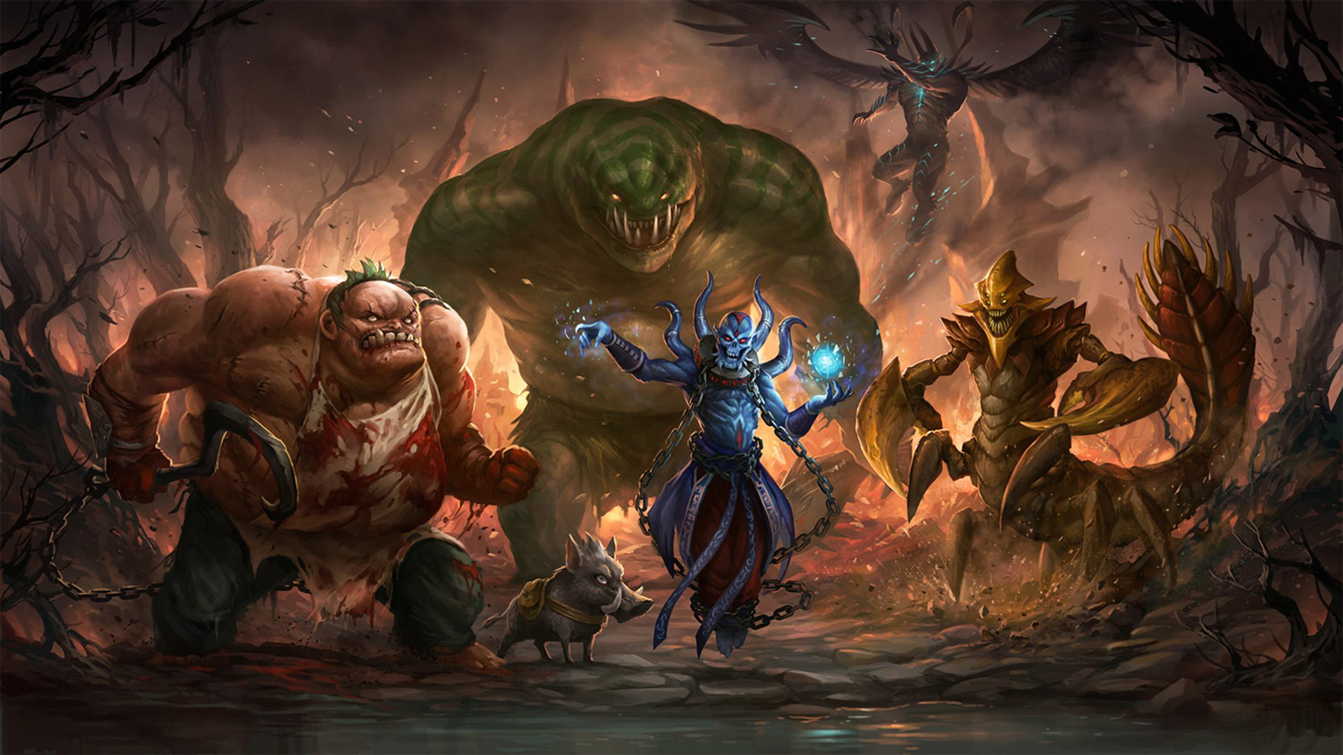 Dota 2 Characters Pudge Tidehunter Fantasy Artistic Wallpaper HD 1920x1080, Wallpaper13.com