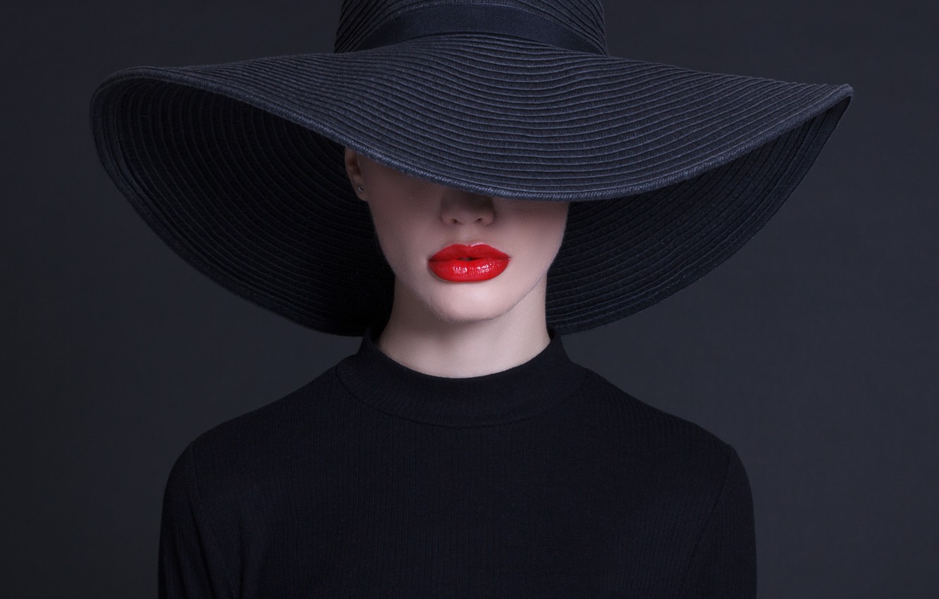Wallpaper fashion, hat, Lips painted, haute couture image for desktop, section стиль