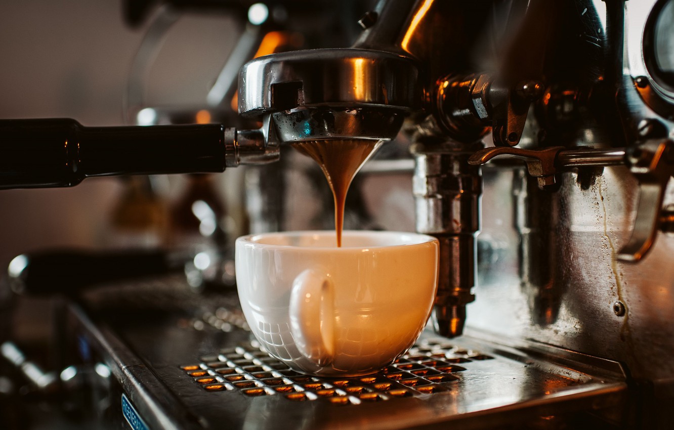 Wallpaper metal, coffee, mug, Cup, drink, jet, bokeh, coffee maker, coffee machine image for desktop, section еда