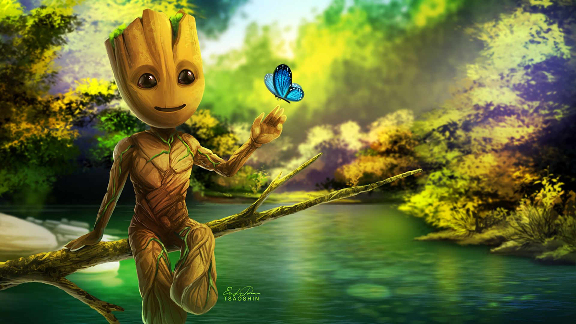 Desktop Wallpaper Baby Groot Artwork, HD Image, Picture, Background, Qfmqcu