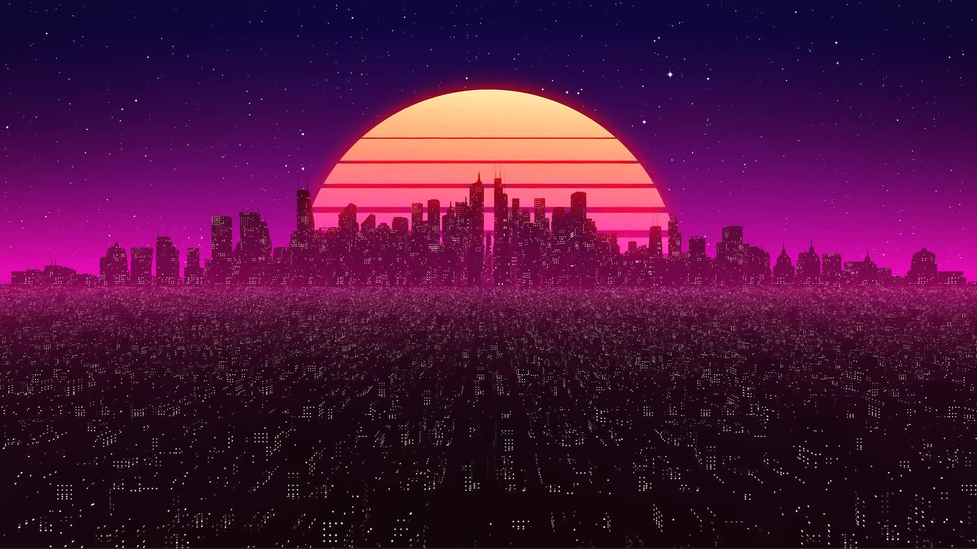 Loop Retro Synth City By Visualdon Live Wallpaper: Free HD 4K Live Wallpaper For Windows & MacOS