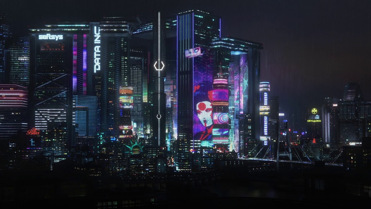 Ambient Chill Cyberpunk Dreampunk Music. Moving Visuals Of Night City From Cyberpunk 2077