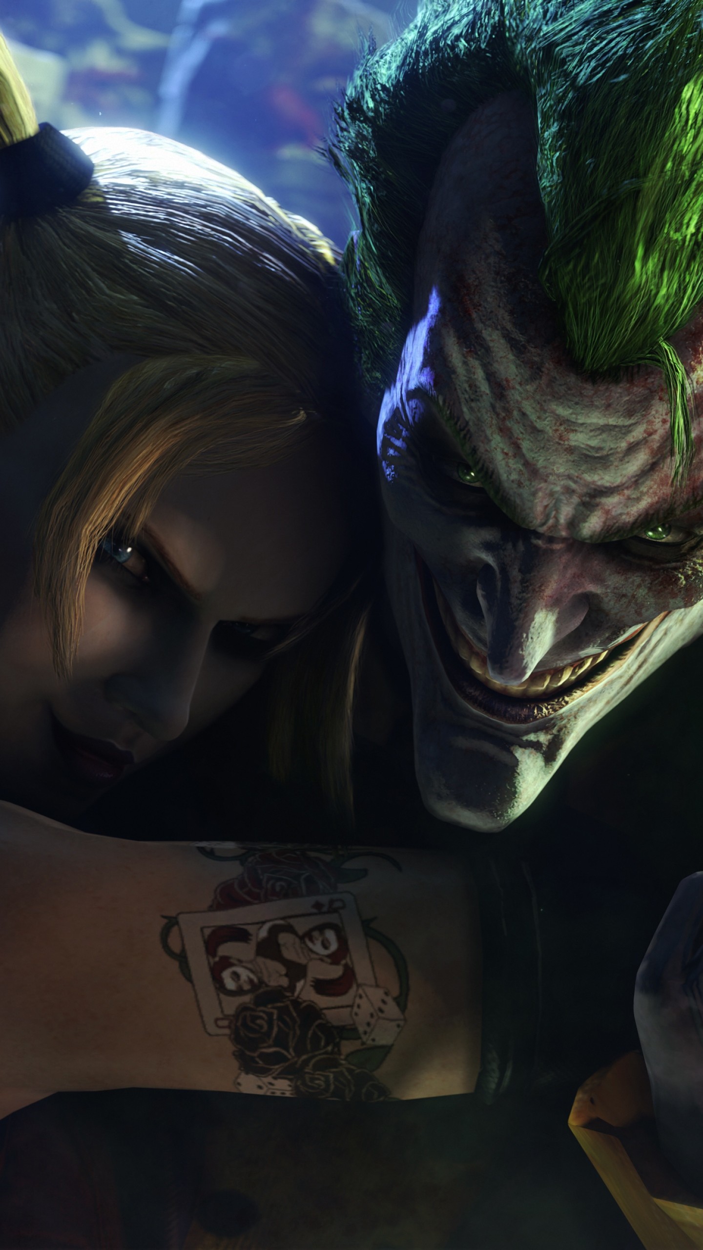 Wallpaper batman, arkham city, joker, harley quinn