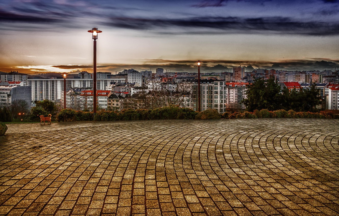 Wallpaper home, lights, Spain, La Coruna, a coruña image for desktop, section город
